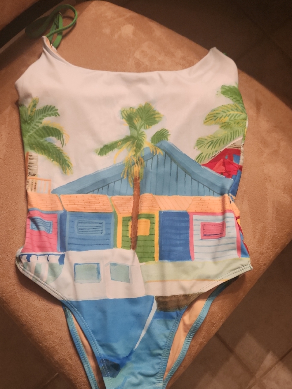 Cotton On Body White Multicolor Tropical Beach Print One-Piece Swimsuit